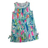 Lilly Pulitzer Girls Multi-Color Nautical Dress With Embellished Neck Sz 8