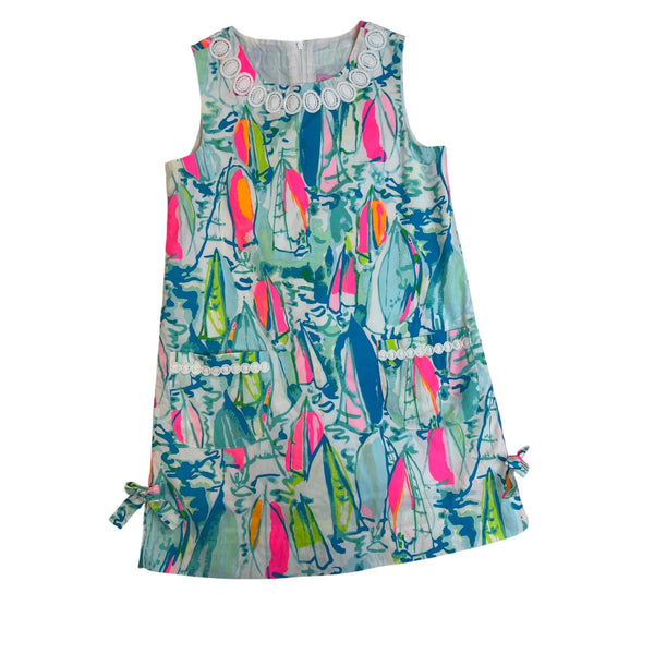 Lilly Pulitzer Girls Multi-Color Nautical Dress With Embellished Neck Sz 8