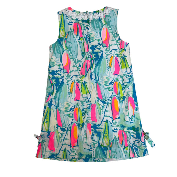 Lilly Pulitzer Girls Multi-Color Nautical Dress With Embellished Neck Sz 8