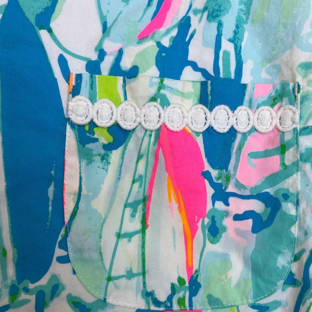 Lilly Pulitzer Girls Multi-Color Nautical Dress With Embellished Neck Sz 8