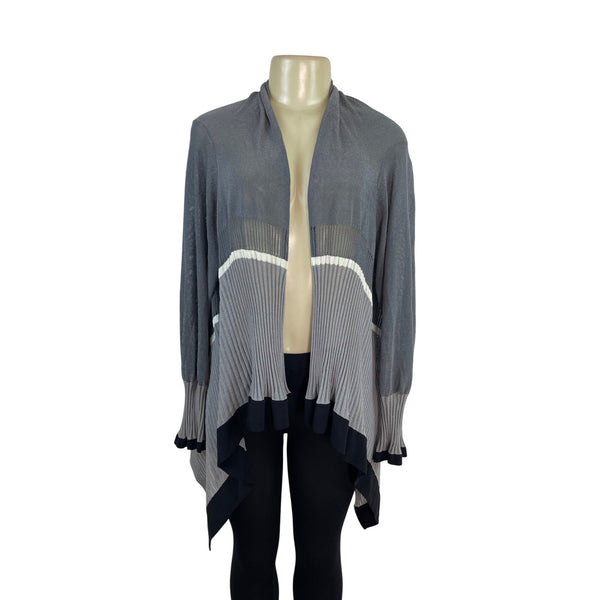 Babette Women's Gray Open Front Asymmetrical Long Cardigan Sz L