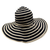 Women's Panama Jack Black & Beige Striped Wide Brim Sun Hat Coconut Shell