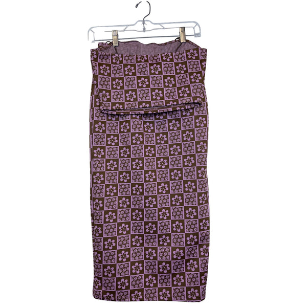 Fashion Nova Womens Brown & Pink Floral Print Skirt And Crop Top Set Size S