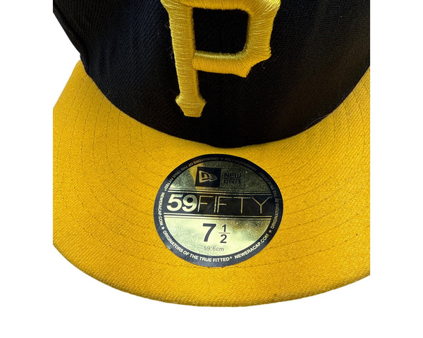 New Era Pittsburgh Pirates 59Fifty Fitted Cap Black & Yellow Size 7 1/2 MLB Hat