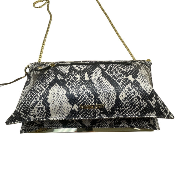 Sam & Libby Sand Snake Print With Gold Chain Strap & Metal Accent Crossbody Bag