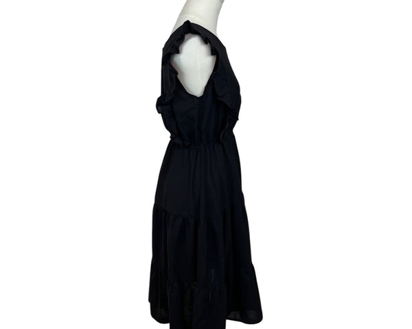 Black Ruffle Sleeveless Dress By Soun Hong - Casual Elegant Design Sz M-L
