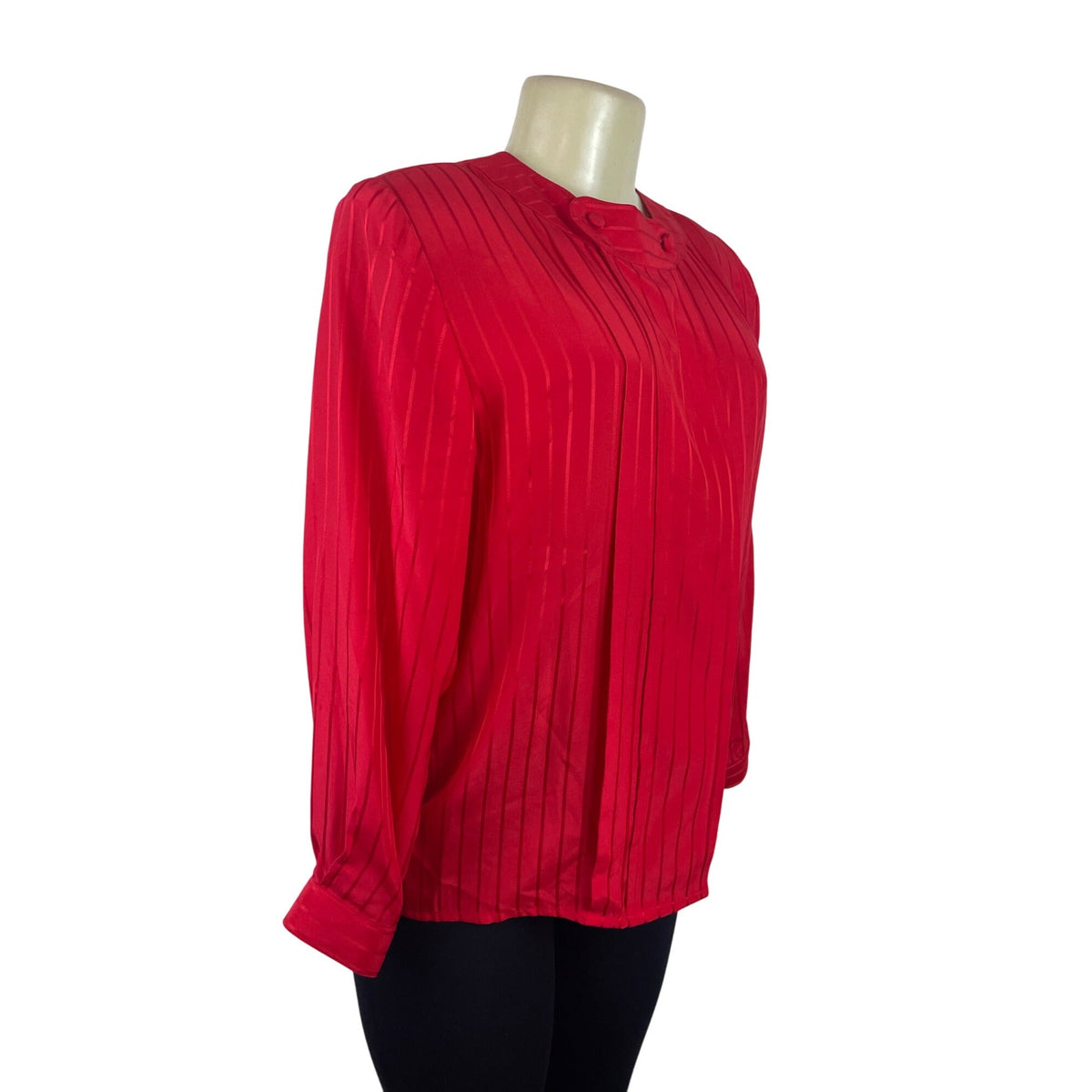 Vintage Micheal’s Women’s Red Striped Long Sleeve Button Blouse