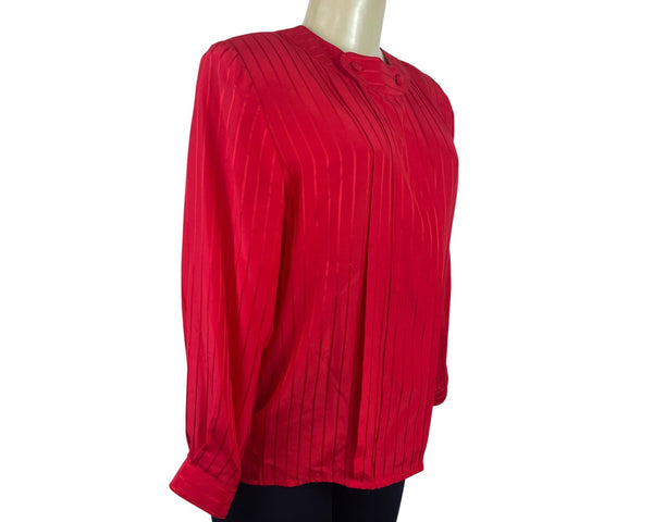 Vintage Micheal’s Women’s Red Striped Long Sleeve Button Blouse