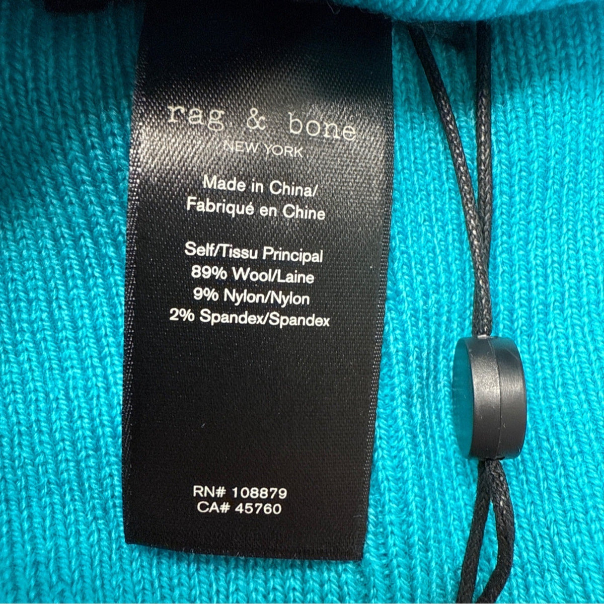 Rag & Bone New York Aqua Blue Knit Beanie Hat One Size - New