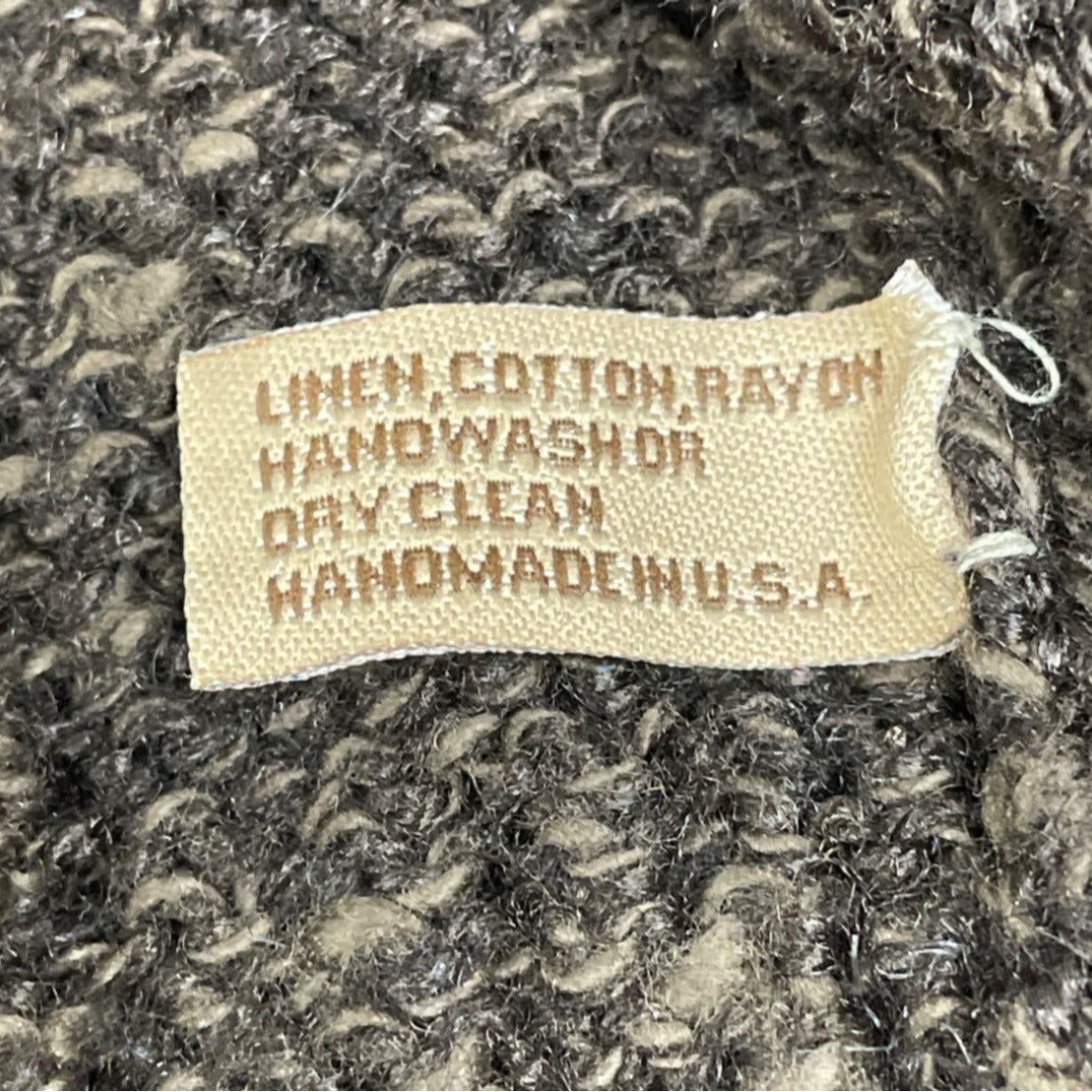 Vintage Hot Knots Button-Up Sweater Jacket With Velvet Trim & Peplum Hem