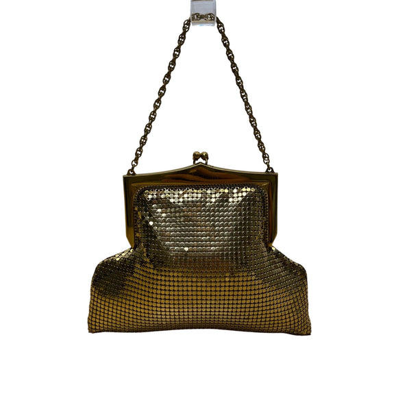 Vintage Whiting & Davis Co Women’s Gold Mesh Chain Handle Clutch Bag Sz S