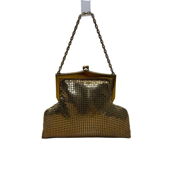 Vintage Whiting & Davis Co Women’s Gold Mesh Chain Handle Clutch Bag Size S