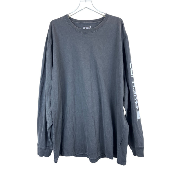 Carhartt Mens Dark Gray Cotton Long-Sleeve Shirt 2XL Tall Loose Fit Built Tough