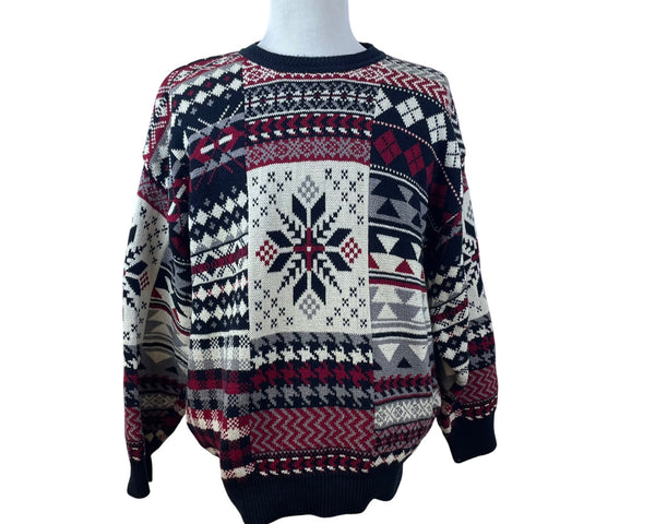 Vintage Woods & Gray Men’s Red/Black Snowflake Knit Sweater Coziest Fit Size 2X