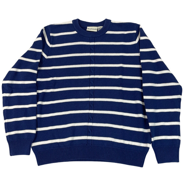 Appleseeds Blue & White Striped Crewneck Sweater Size M - New