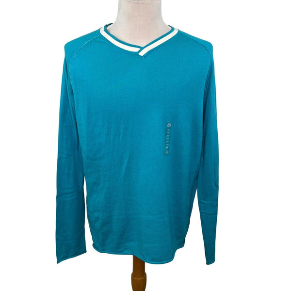 American Rag Mens Teal Long Sleeve V-Neck Shirt Relaxed Fit Sz XL- New