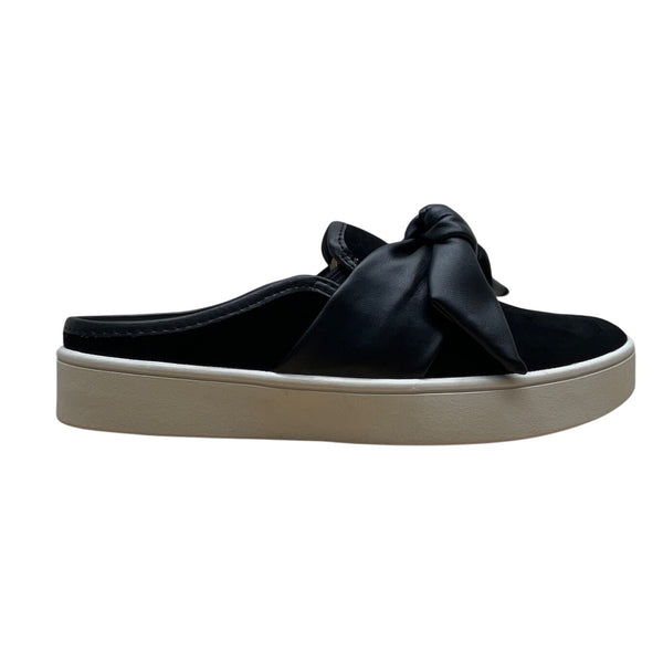 Spenco Womens Black Suede & Faux Leather Bow Comfort Slip-On Mule 6.5B - New