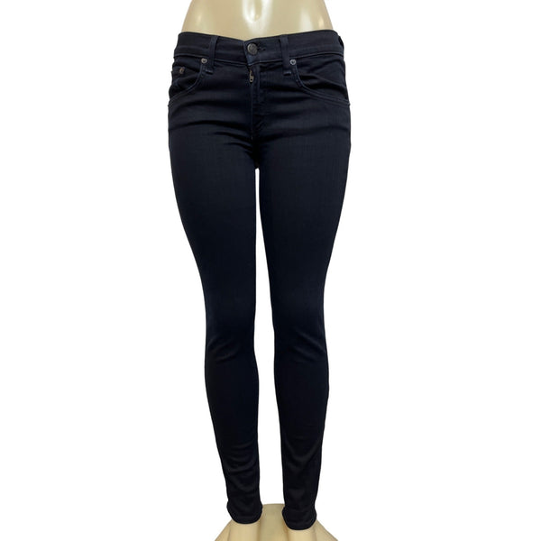 Rag & Bone Women's Black Skinny Jeans with Front Zipper and Button Sz 28