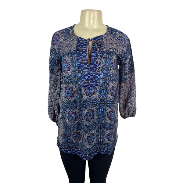 Stradivorius Womens Long Sleeve Bohemian Top Blouse Multicolor Size S- New