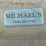 Vtg Michael's Women’s Peach Floral Satin Blouse Button Accents Long Sleeves