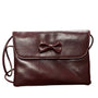Vintage Womens Burgundy Faux Leather Crossbody Bag With Bow Accent