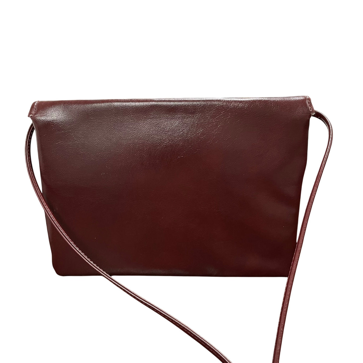 Vintage Womens Burgundy Faux Leather Crossbody Bag With Bow Accent