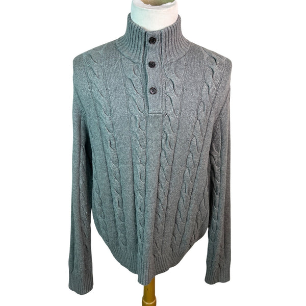 Polo Ralph Lauren Men's XL Cable Knit Gray Silk Cashmere Turtle Neck Sweater
