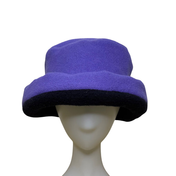 James Peter Vintage Purple & Black Wool Cashmere Women's Cloche Hat Retro Style OS