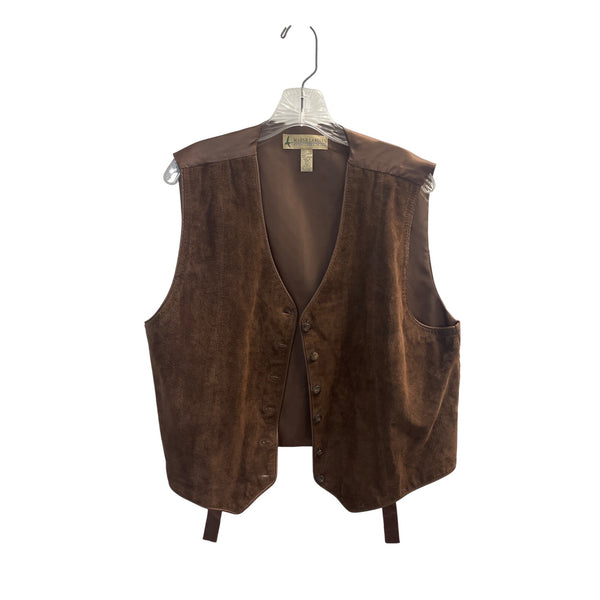 Marsh Landing Mens Brown Leather Button-Up Vest Size L Stylish & Comfortable