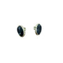 Vintage Monet Clip-On Black Stone Earrings Silver Tone Oval Design