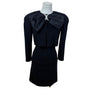 Vintage Oscar De La Renta Black Satin Bow Long Sleeve Cocktail Dress Size 4