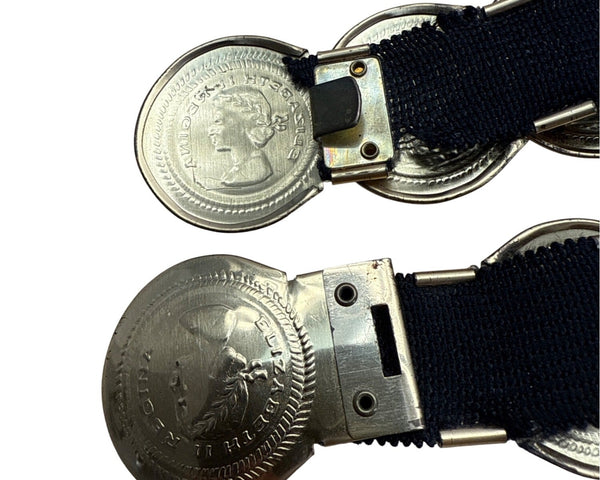 Vintage Coin Medallion Belt With Black Elastic Band & Gold-Tone Metal Coins