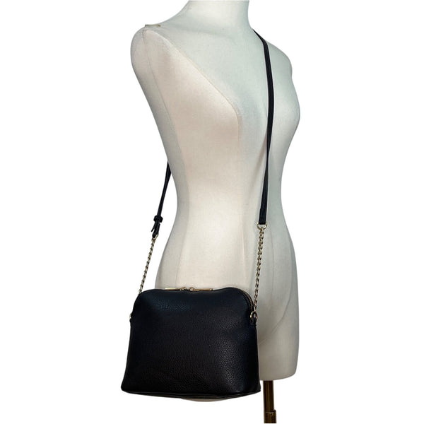 Kelly & Katie Black Pebbled Faux Leather With Chain Strap Crossbody Bag Sz S
