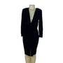 Vintage Maggy London Black Velvet Bow Embroidered Long Sleeve Midi Dress Size 10