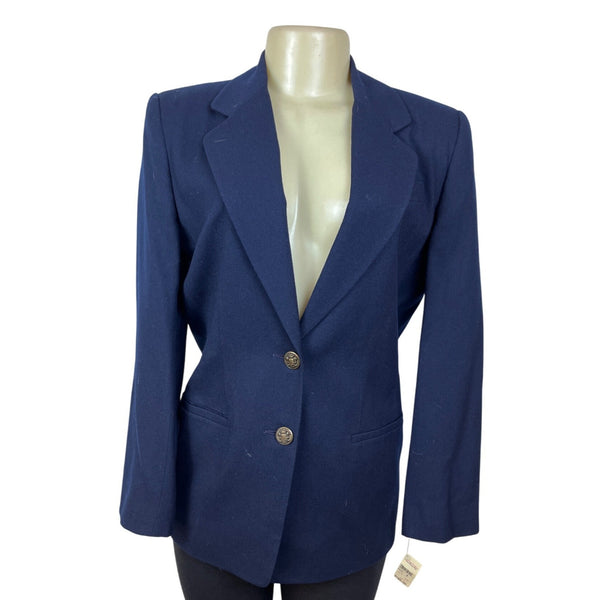 Talbots Womens Navy Blazer Long Sleeve Two-Button Closure Lined Size 4 - New