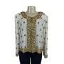 Mark & John Vintage White & Gold Sequined Beaded Jacket With Floral Design Sz XL