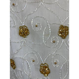 Mark & John Vintage White & Gold Sequined Beaded Jacket With Floral Design Sz XL