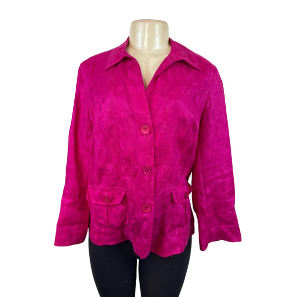 Jones New York Collection Women's Pink Textured Button-Front Blazer Jacket Sz 8