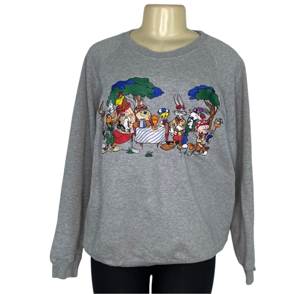 Vintage-Style Acme Clothing Co. Gray Sweatshirt W/ Cartoon Print Unisex Size L