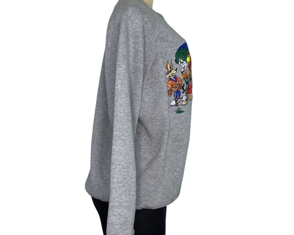 Vintage-Style Acme Clothing Co. Gray Sweatshirt W/ Cartoon Print Unisex Size L