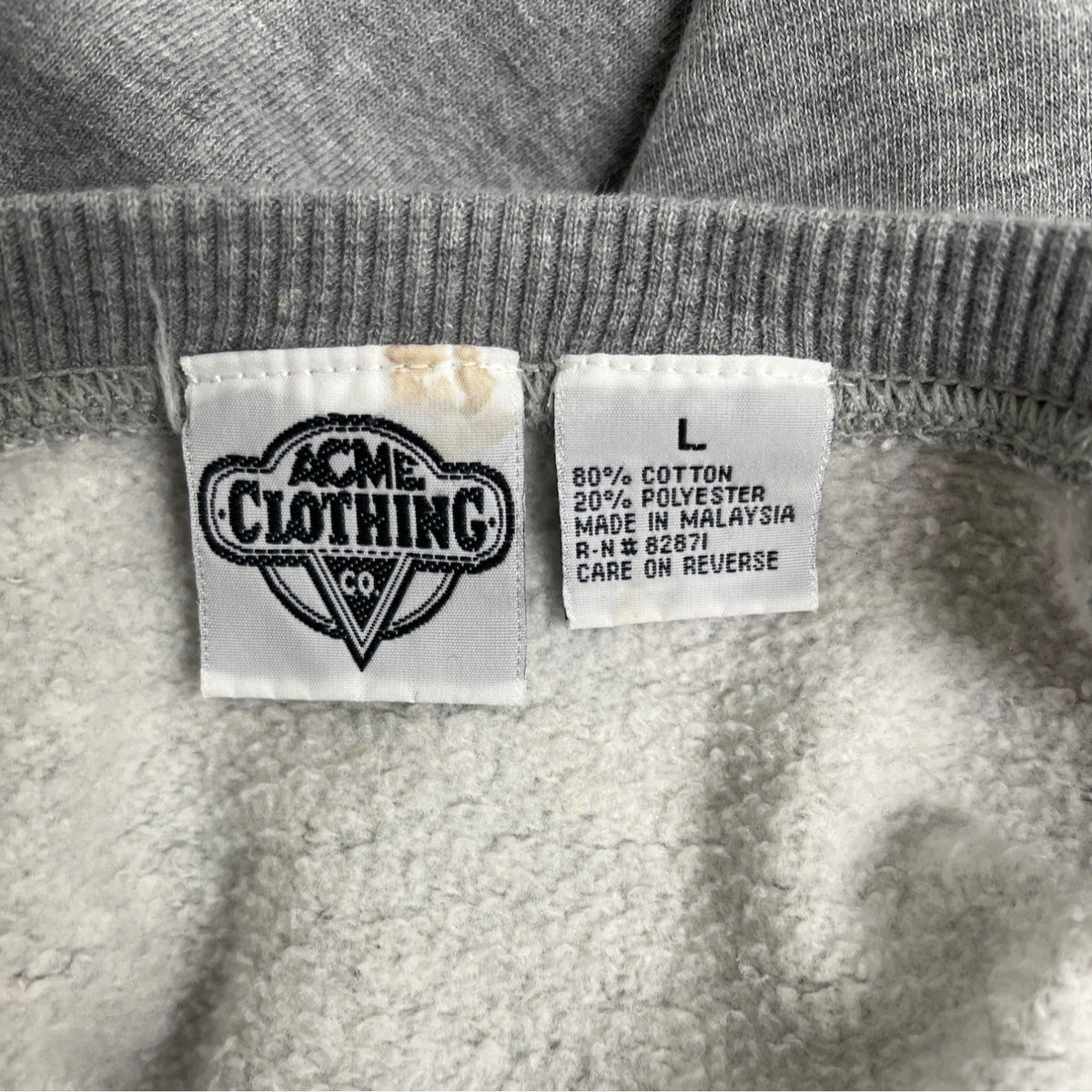 Vintage-Style Acme Clothing Co. Gray Sweatshirt W/ Cartoon Print Unisex Size L