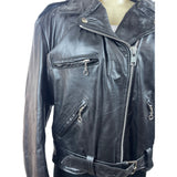 Vintage 80s The Leather Shop Women’s Black Leather Zip Up Fringe Jacket Sz 18