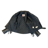 Vintage 80s The Leather Shop Women’s Black Leather Zip Up Fringe Jacket Sz 18