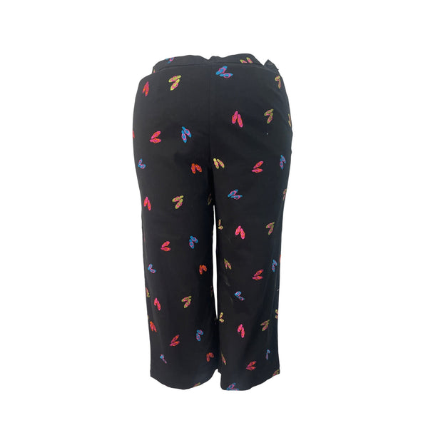 Coldwater Creek Womens Black Cropped Pants Butterfly Print Size 18