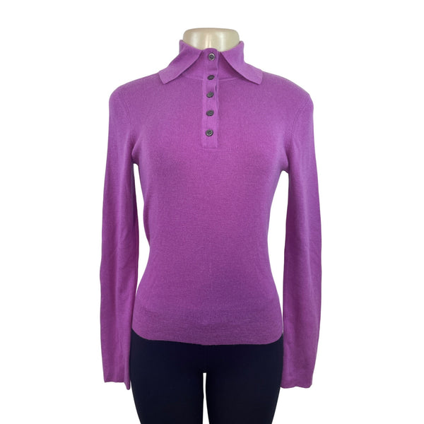 Charles Nolan Womens Cashmere Purple Long Sleeve Collared Sweater Size XS- New