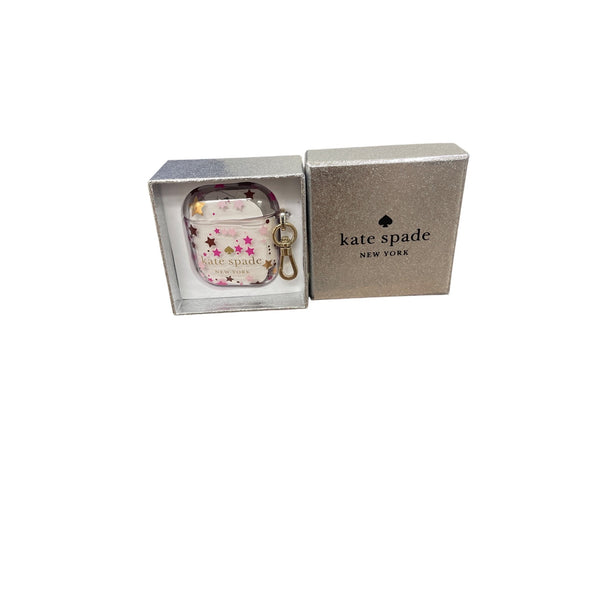Kate Spade Glitter Star Print Clear Airpods Case With Keychain New In Box