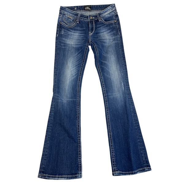 Be Rocks For Express Women's Blue Medium Wash Rock Revival Bootcut Jeans Size 2R