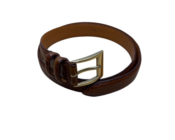 Lauren Ralph Lauren Women's Brown Italian Leather Belt Gold Buckle Small Size