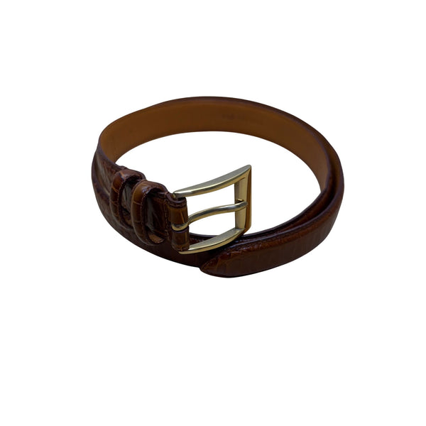 Lauren Ralph Lauren Women's Brown Italian Leather Belt Gold Buckle Small Size