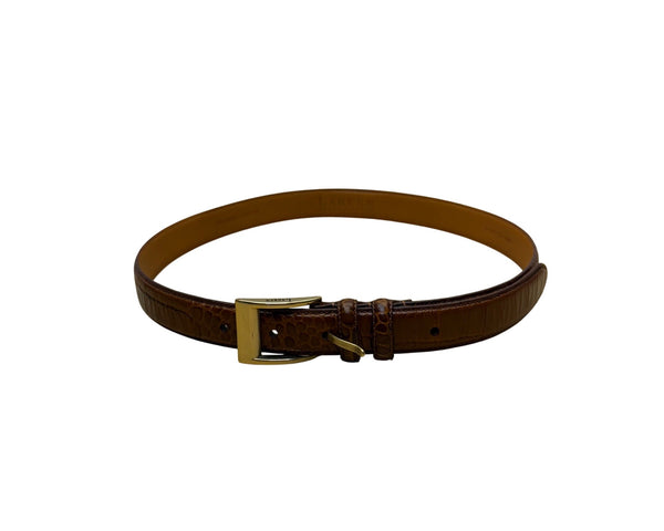 Lauren Ralph Lauren Women's Brown Italian Leather Belt Gold Buckle Small Size
